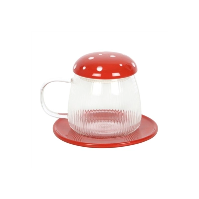 Glass Mushroom Mug and Saucer Glass Mushroom Mug and Saucer
