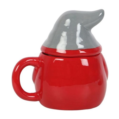 Red and Grey Gonk Lidded Mug Red and Grey Gonk Lidded Mug