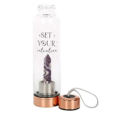 Amethyst Set Your Intention Glass Water Bottle Amethyst Set Your Intention Glass Water Bottle