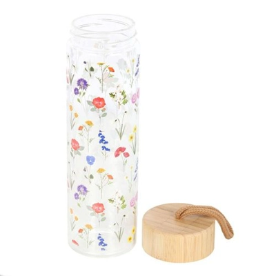 Wildflower Glass And Bamboo Water Bottle Wildflower Glass And Bamboo Water Bottle