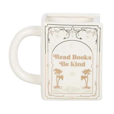 Read Books Be Kind White Book Shaped Mug Read Books Be Kind White Book Shaped Mug