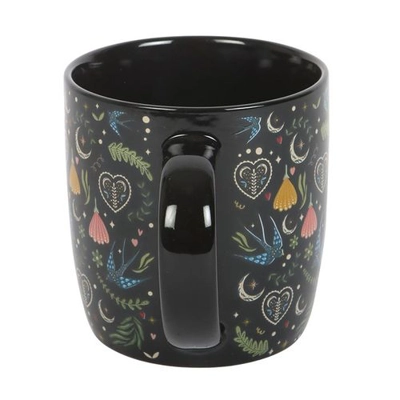 Black Midnight Bloom Print Mug Black Midnight Bloom Print Mug