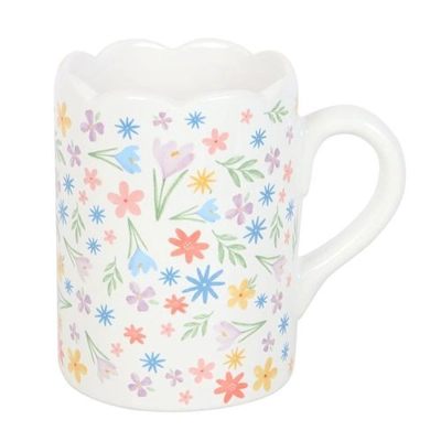 Spring Floral Print Scalloped Mug Spring Floral Print Scalloped Mug