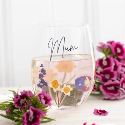 Mum Wildflower Stemless Glass Mum Wildflower Stemless Glass