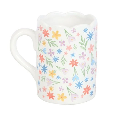 Spring Floral Print Scalloped Mug Spring Floral Print Scalloped Mug