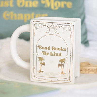 Read Books Be Kind White Book Shaped Mug Read Books Be Kind White Book Shaped Mug