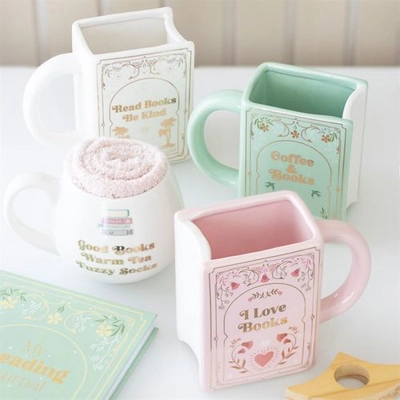 I Love Books Pink Book Shaped Mug I Love Books Pink Book Shaped Mug