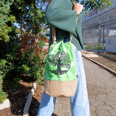 All Natural Backpack - Green Stonewash - Tree of Life All Natural Backpack - Green Stonewash - Tree of Life