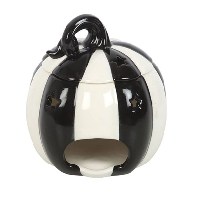 Black and White Striped Pumpkin Oil Burner