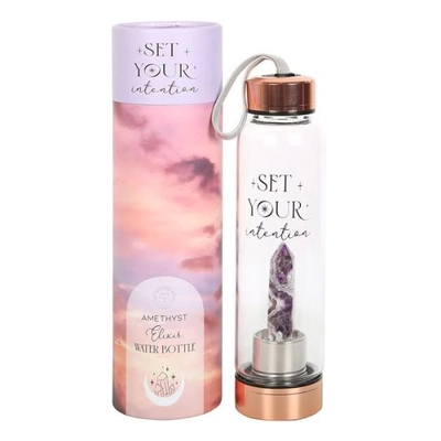 Amethyst Set Your Intention Glass Water Bottle Amethyst Set Your Intention Glass Water Bottle