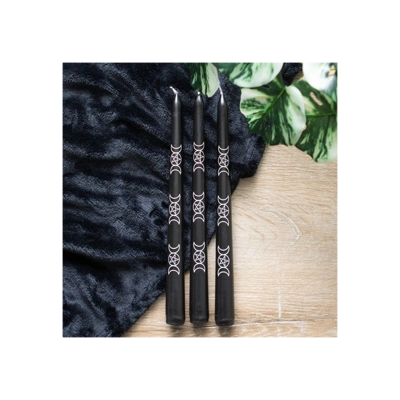 Set of 3 Black Magic Triple Moon Taper Candles Set of 3 Black Magic Triple Moon Taper Candles