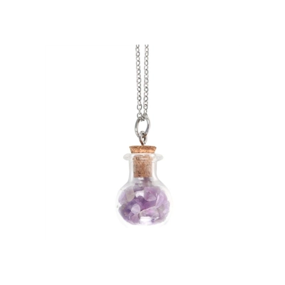 Calming Amethyst Crystal Chip Potion Bottle Necklace Calming Amethyst Crystal Chip Potion Bottle Necklace