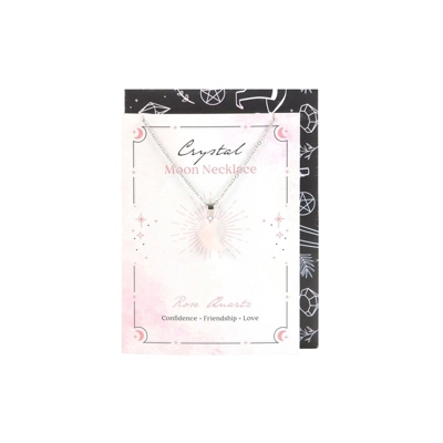 Rose Quartz Crystal Moon Necklace on Greeting Card Rose Quartz Crystal Moon Necklace on Greeting Card