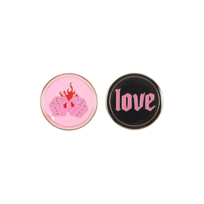 Flaming Dice and Love Pin Badge Set Flaming Dice and Love Pin Badge Set