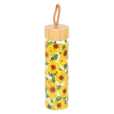 Sunflower Print Glass Water Bottle Sunflower Print Glass Water Bottle