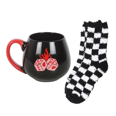 Black Dice Mug and Socks Set Black Dice Mug and Socks Set