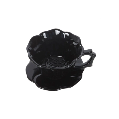 Black Rose Teacup and Saucer Black Rose Teacup and Saucer