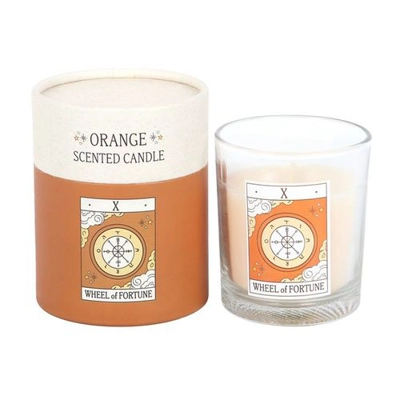 The Wheel of Fortune Vintage Tarot Orange Candle The Wheel of Fortune Vintage Tarot Orange Candle