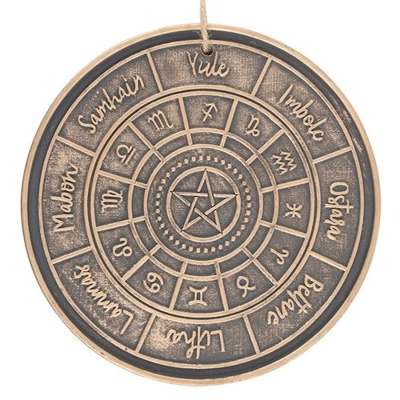 Bronze Wheel of the Year Hanging Terracotta Plaque Bronze Wheel of the Year Hanging Terracotta Plaque
