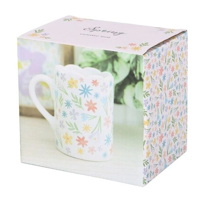 Spring Floral Print Scalloped Mug Spring Floral Print Scalloped Mug