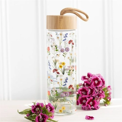 Wildflower Glass And Bamboo Water Bottle Wildflower Glass And Bamboo Water Bottle