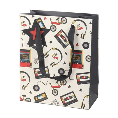 23cm Medium Retro 80s Print Gift Bag
