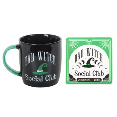 Bad Witch Social Club Mug and Coaster Set Bad Witch Social Club Mug and Coaster Set