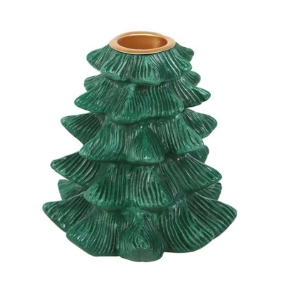 Green Fir Tree Candle Holder with Taper Candle Green Fir Tree Candle Holder with Taper Candle