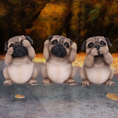 Three Wise Pugs 8.5cm Three Wise Pugs 8.5cm