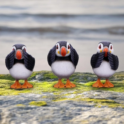 Three Wise Puffins 9cm Three Wise Puffins 9cm