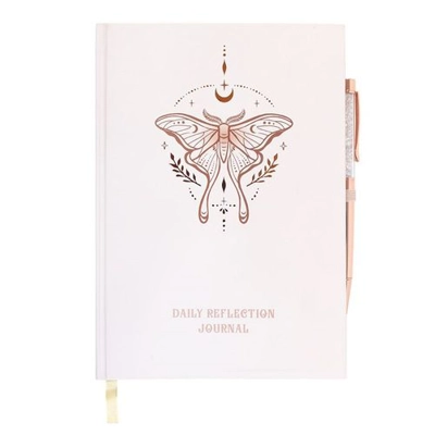 Luna Moth Daily Reflection Journal and Clear Quartz Crystal Pen
