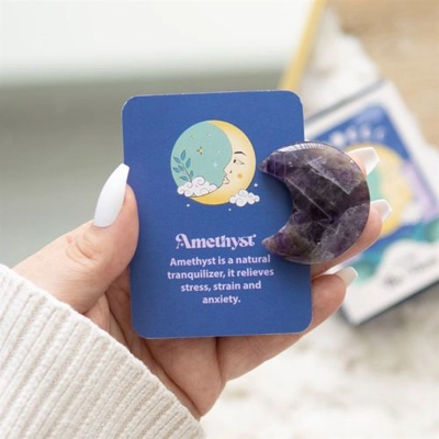 Amethyst Crystal Moon Keepsake Stone in a Box Amethyst Crystal Moon Keepsake Stone in a Box