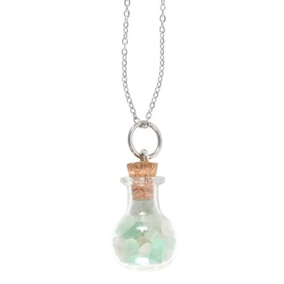 Luck Green Aventurine Crystal Chip Potion Bottle Necklace Luck Green Aventurine Crystal Chip Potion Bottle Necklace