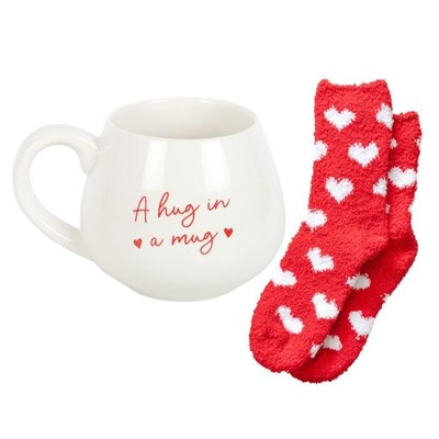 Hug in a Mug Heart Mug and Socks Set Hug in a Mug Heart Mug and Socks Set