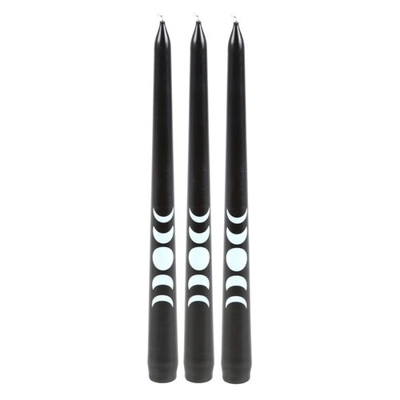 Set of 3 Black Magic Moon Phase Taper Candles Set of 3 Black Magic Moon Phase Taper Candles