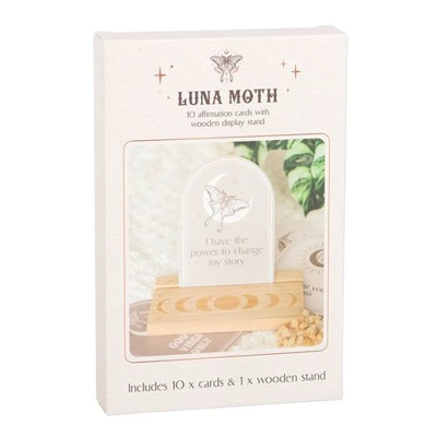 Luna Moth Affirmation Cards with Wooden Stand Luna Moth Affirmation Cards with Wooden Stand