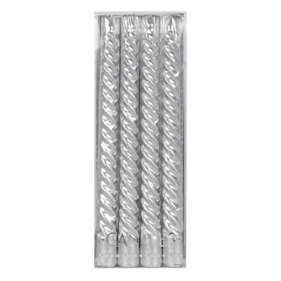 Pack of 4 Silver Twist Taper Candles Pack of 4 Silver Twist Taper Candles