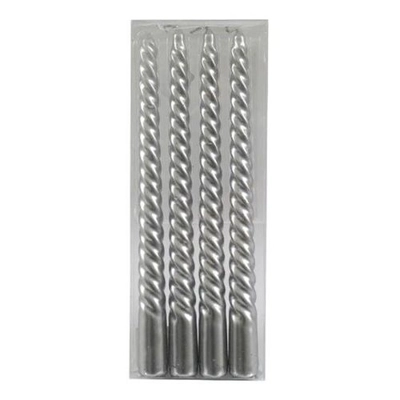 Set of 4 Silver Twist Taper Candles Set of 4 Silver Twist Taper Candles