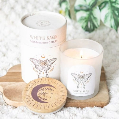 Luna Moth Manifestation Candle with Clear Quartz Crystals Luna Moth Manifestation Candle with Clear Quartz Crystals