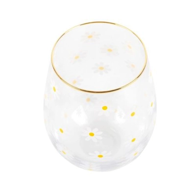All Over Daisy Print Stemless Wine Glass All Over Daisy Print Stemless Wine Glass