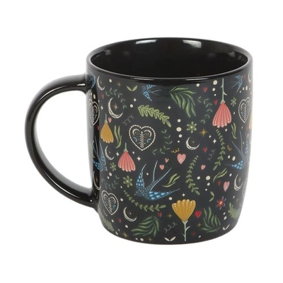 Black Midnight Bloom Print Mug Black Midnight Bloom Print Mug