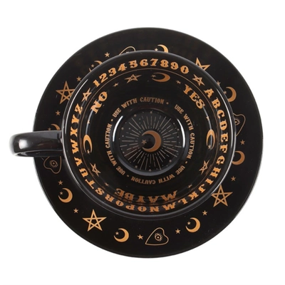 Black Talking Board Teacup and Saucer Black Talking Board Teacup and Saucer