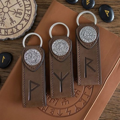 Protection Viking Rune Faux Leather Keyring Protection Viking Rune Faux Leather Keyring