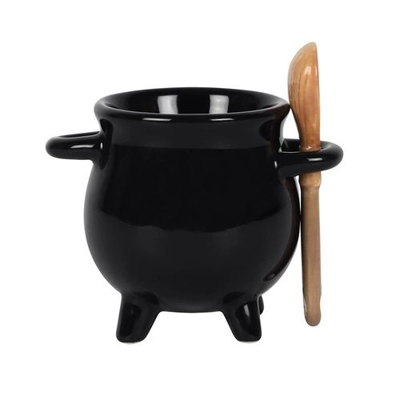 Cauldron Egg Cup with Broom Spoon Cauldron Egg Cup with Broom Spoon