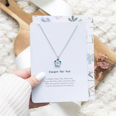 Forget-Me-Not Flower Necklace on Greeting Card Forget-Me-Not Flower Necklace on Greeting Card