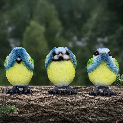 Three Wise Blue Tits Three Wise Blue Tits