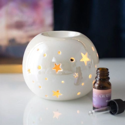 White Iridescent Star Oil Burner and Wax Warmer White Iridescent Star Oil Burner and Wax Warmer