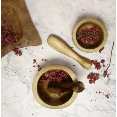Natural Teak Pestle & Mortar Sml Natural Teak Pestle & Mortar Sml