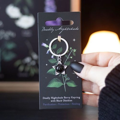 Deadly Nightshade Keyring with Black Obsidian Deadly Nightshade Keyring with Black Obsidian