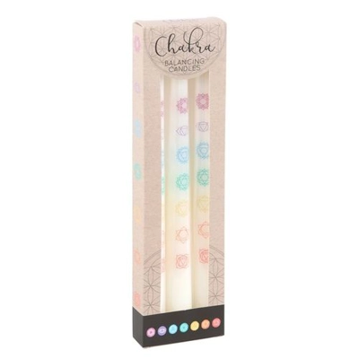 Set of 3 Chakra Balancing Taper Dinner Candles Set of 3 Chakra Balancing Taper Dinner Candles